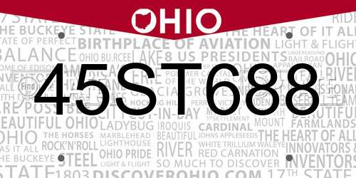 45ST688 Ohio License Plate
