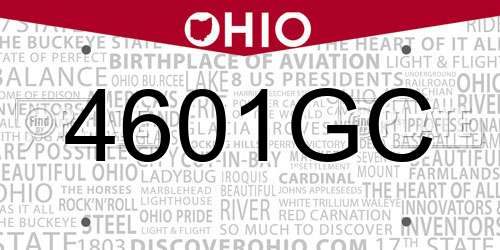 4601GC Ohio License Plate