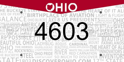 4603 Ohio License Plate
