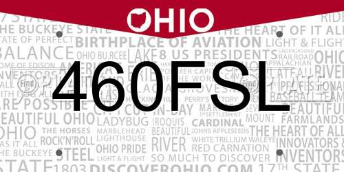 460FSL Ohio License Plate