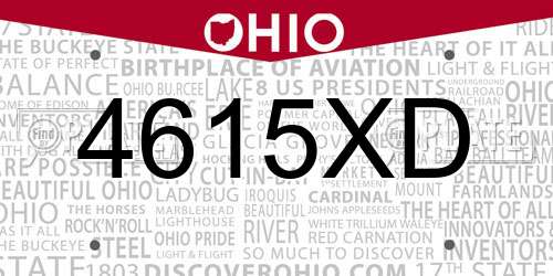 4615XD Ohio License Plate