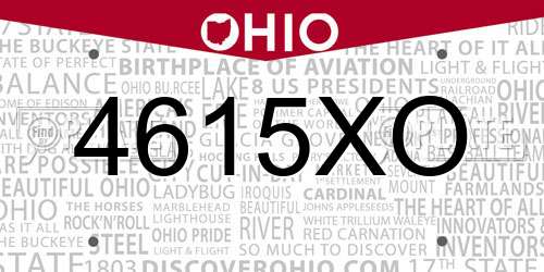 4615XO Ohio License Plate