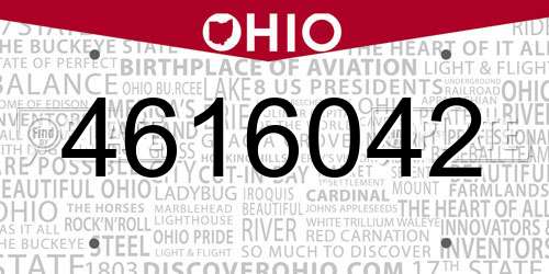 4616042 Ohio License Plate