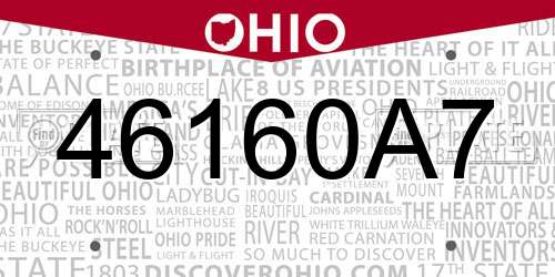 46160A7 Ohio License Plate