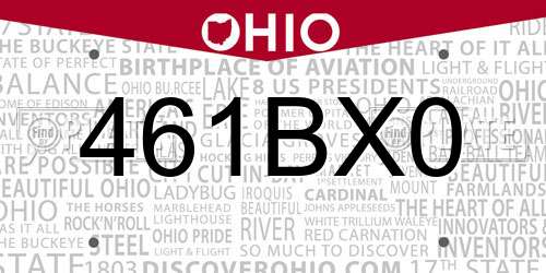 461BX0 Ohio License Plate