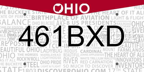 461BXD Ohio License Plate
