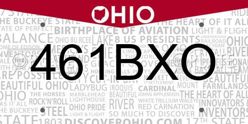 461BXO Ohio License Plate