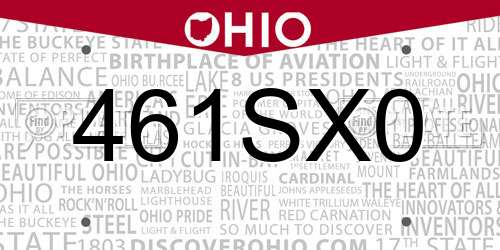461SX0 Ohio License Plate