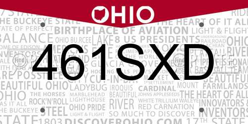 461SXD Ohio License Plate
