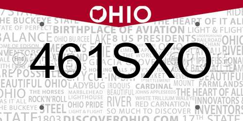 461SXO Ohio License Plate
