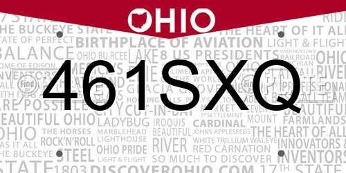 461SXQ Ohio License Plate