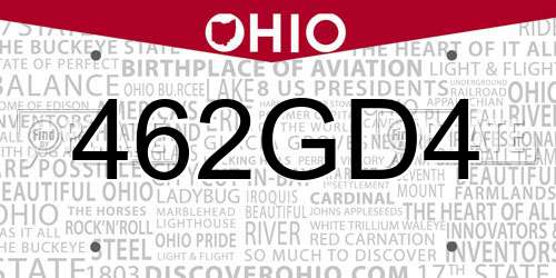 462GD4 Ohio License Plate