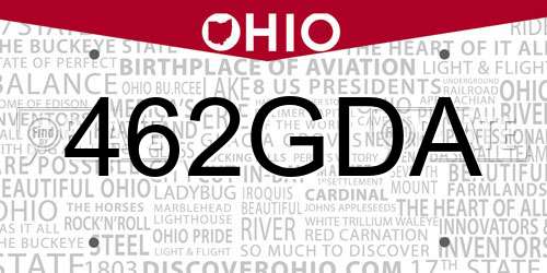 462GDA Ohio License Plate