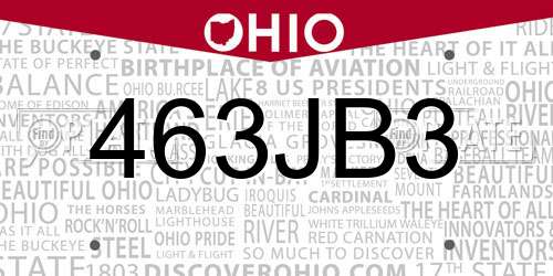463JB3 Ohio License Plate