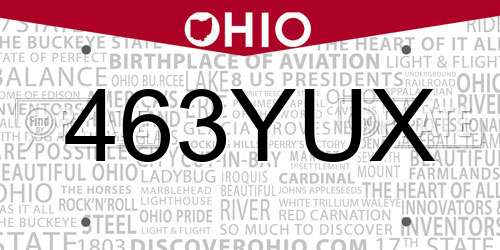 463YUX Ohio License Plate