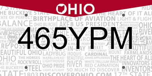 465YPM Ohio License Plate