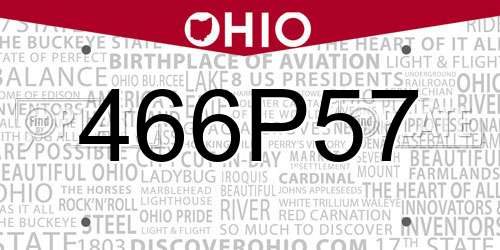 466P57 Ohio License Plate
