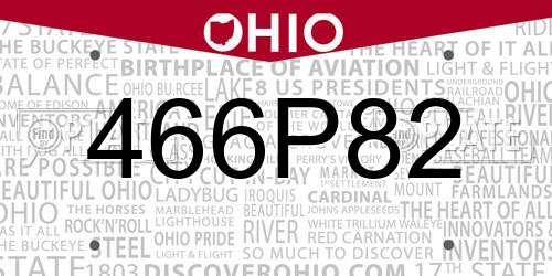 466P82 Ohio License Plate