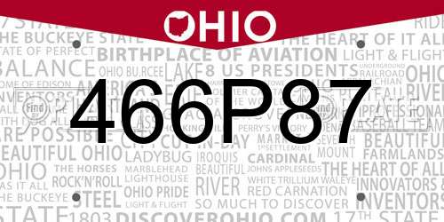 466P87 Ohio License Plate