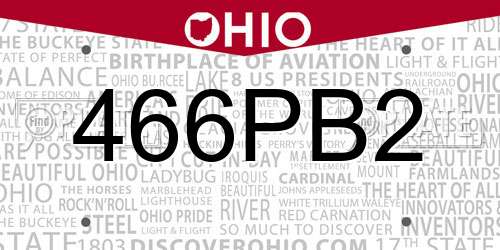 466PB2 Ohio License Plate