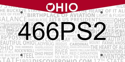 466PS2 Ohio License Plate