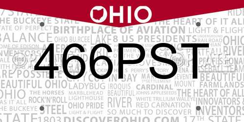 466PST Ohio License Plate