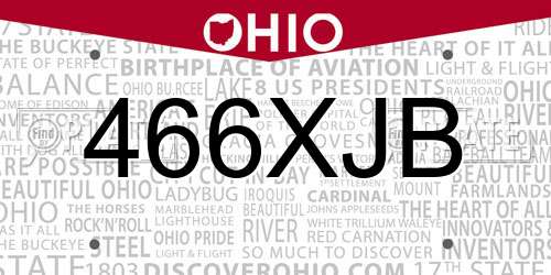 466XJB Ohio License Plate