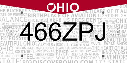 466ZPJ Ohio License Plate