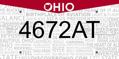 4672AT Ohio License Plate
