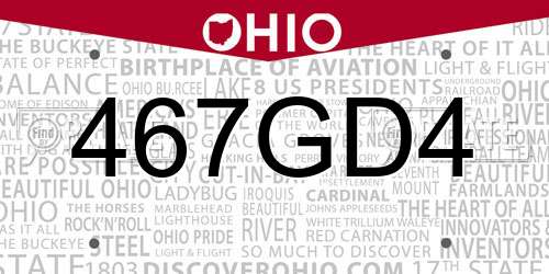 467GD4 Ohio License Plate