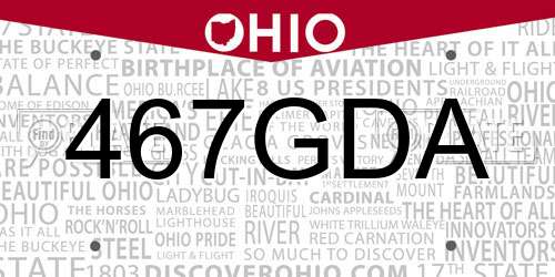 467GDA Ohio License Plate
