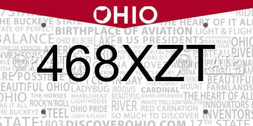 468XZT Ohio License Plate
