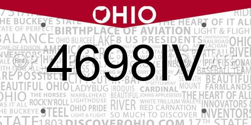 4698IV Ohio License Plate
