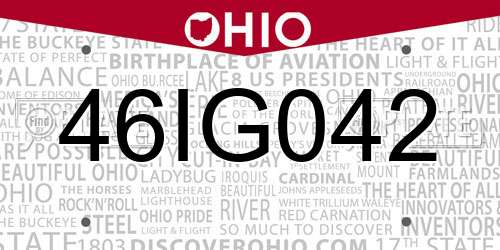 46IG042 Ohio License Plate