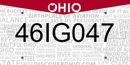 46IG047 Ohio License Plate