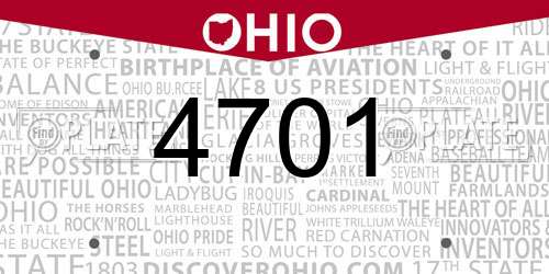 4701 Ohio License Plate