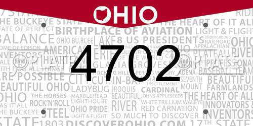 4702 Ohio License Plate