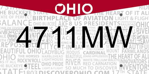 4711MW Ohio License Plate