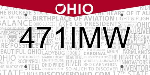 471IMW Ohio License Plate