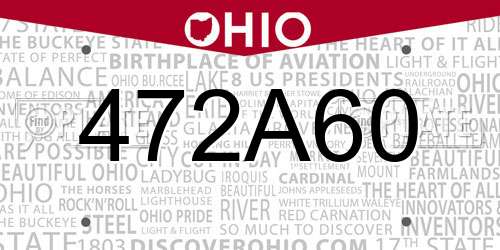 472A60 Ohio License Plate