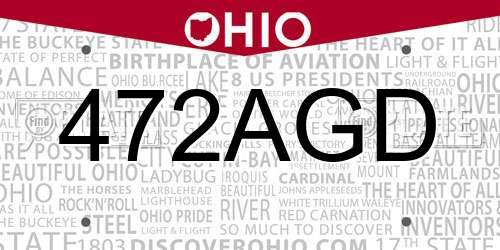 472AGD Ohio License Plate