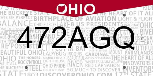 472AGQ Ohio License Plate