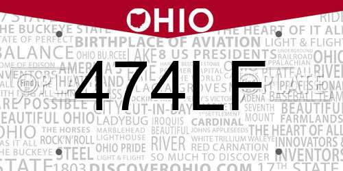 474LF Ohio License Plate