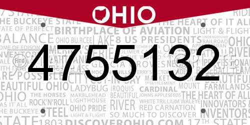 4755132 Ohio License Plate