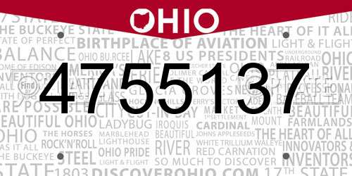 4755137 Ohio License Plate