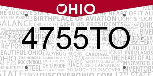 4755TO Ohio License Plate