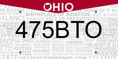 475BTO Ohio License Plate