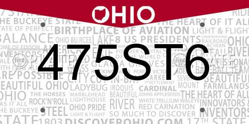 475ST6 Ohio License Plate