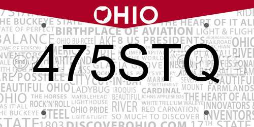 475STQ Ohio License Plate
