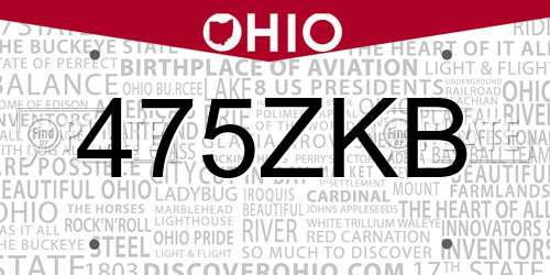 475ZKB Ohio License Plate